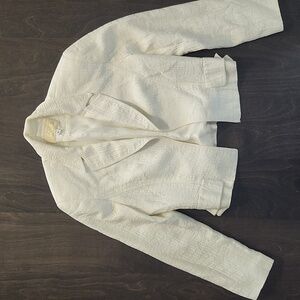 Alberto Makali Vintage white Cropped Blazer size 8 shoulder pads 1980's